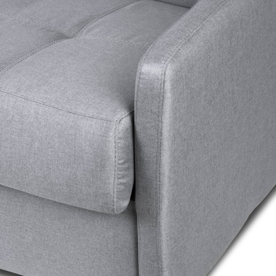 Canapé convertible 3 places en tissu gris ouverture express, accoudoirs slim